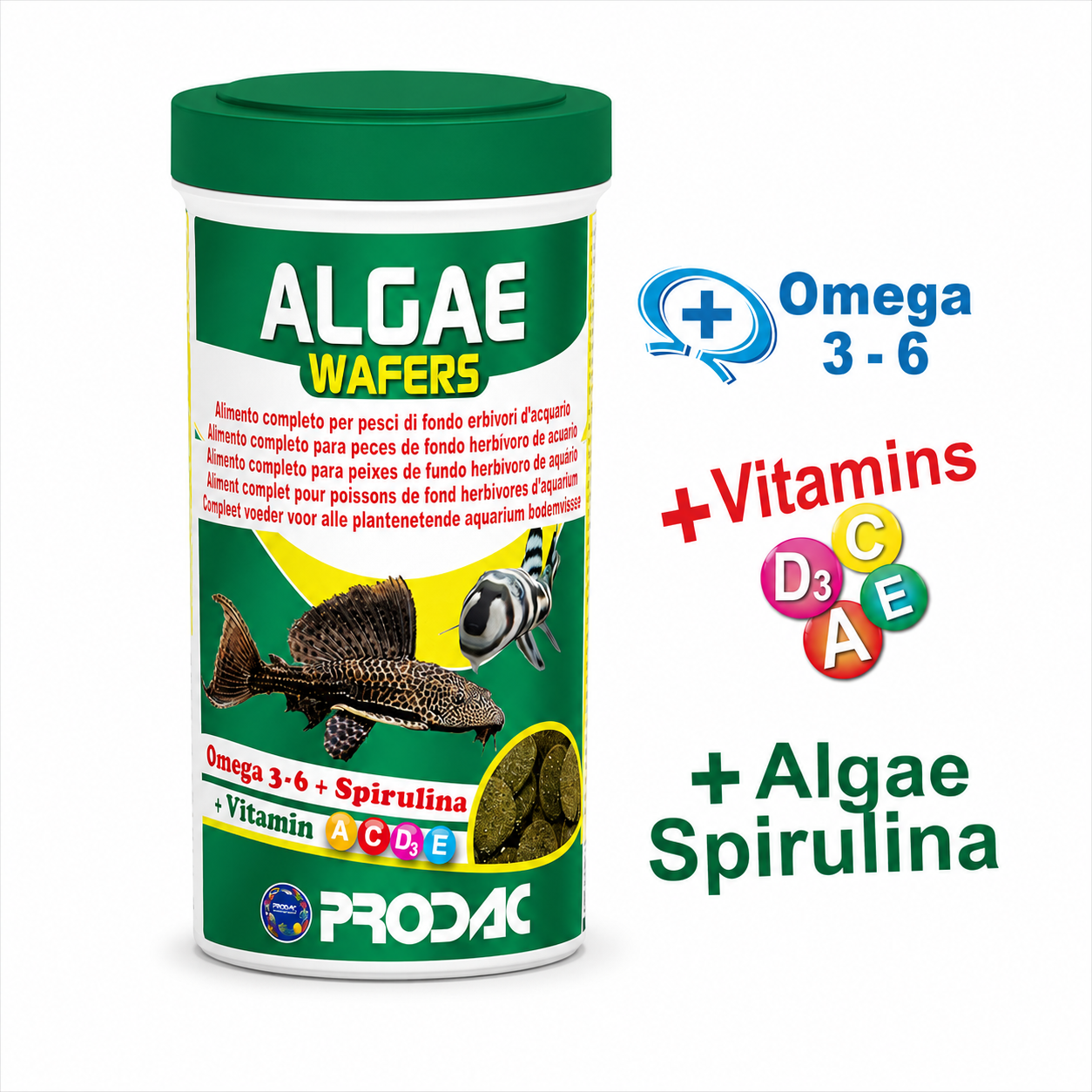 PRODAC Algae Wafers – vegetabiliskt foder för bottenlevande fiskar