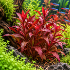 Alternanthera 'Cardinalis' – röd akvarieväxt