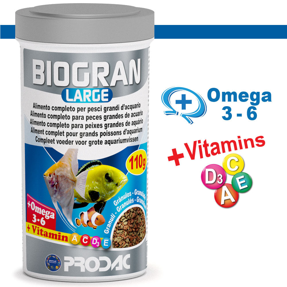 PRODAC Biogran Large – Granulatfoder för stora akvariefiskar