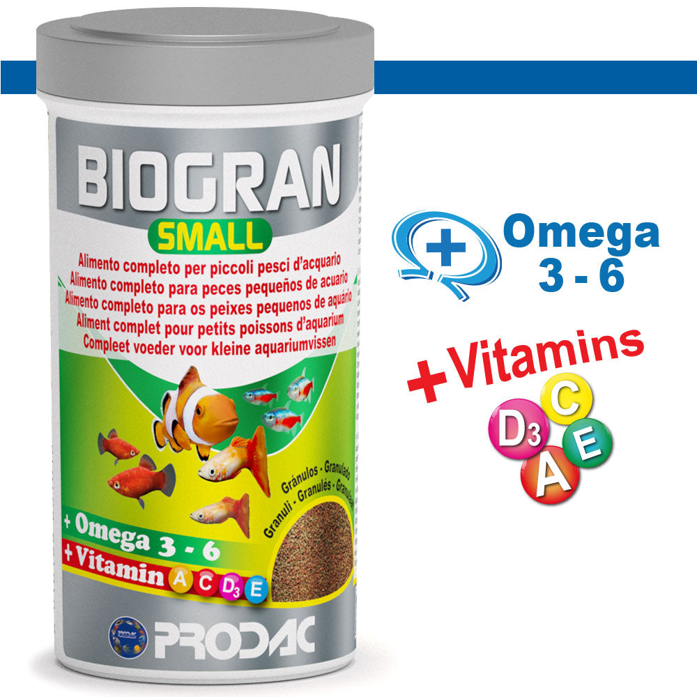PRODAC Biogran Small – Granulatfoder för små akvariefiskar