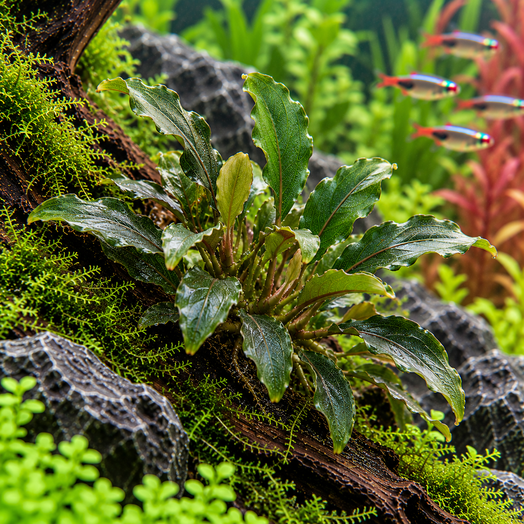 Bucephalandra sp. 'Green' In Vitro – grön akvarieväxt