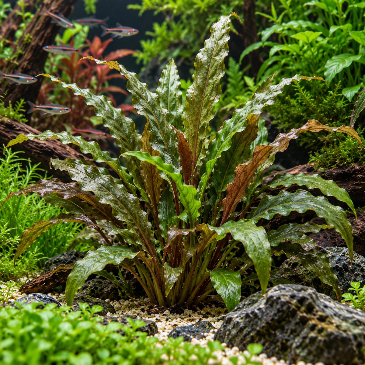 Cryptocoryne balansae – hög och lättskött akvarieväxt