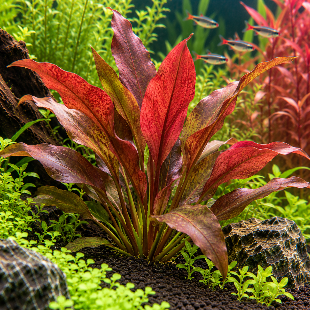 Echinodorus 'Harbich Red' – röd svärdsplanta