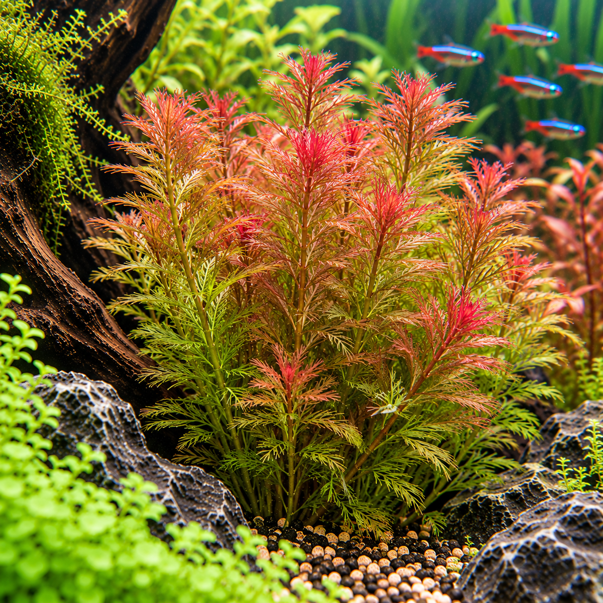 Limnophila hippuridoides In Vitro – röd akvarieväxt