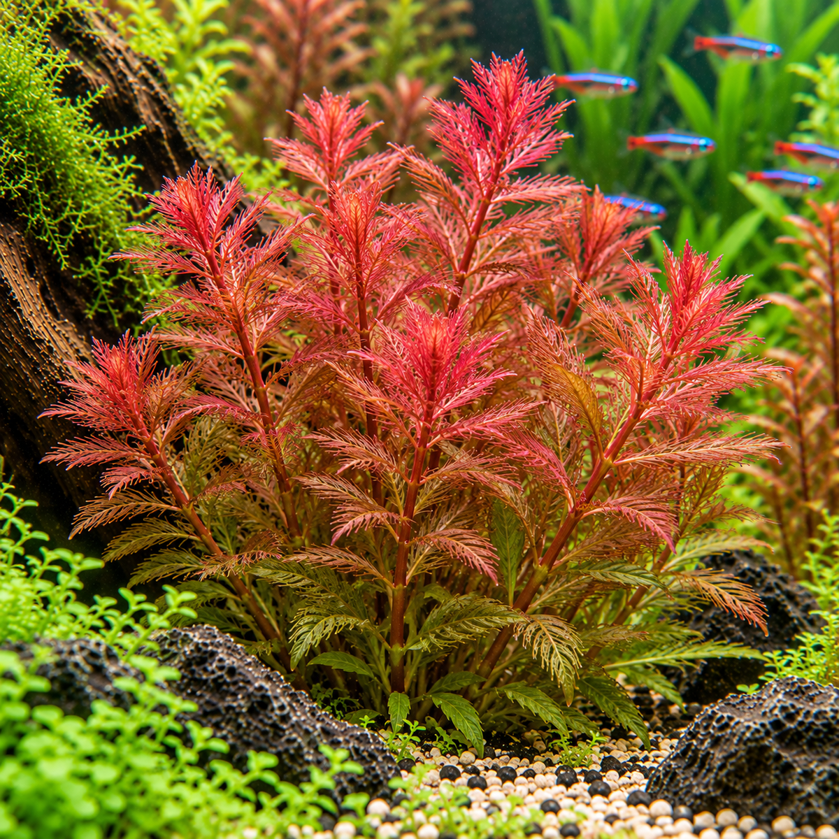 Myriophyllum brasiliensis 'Rubricaule' – finbladig akvarieväxt
