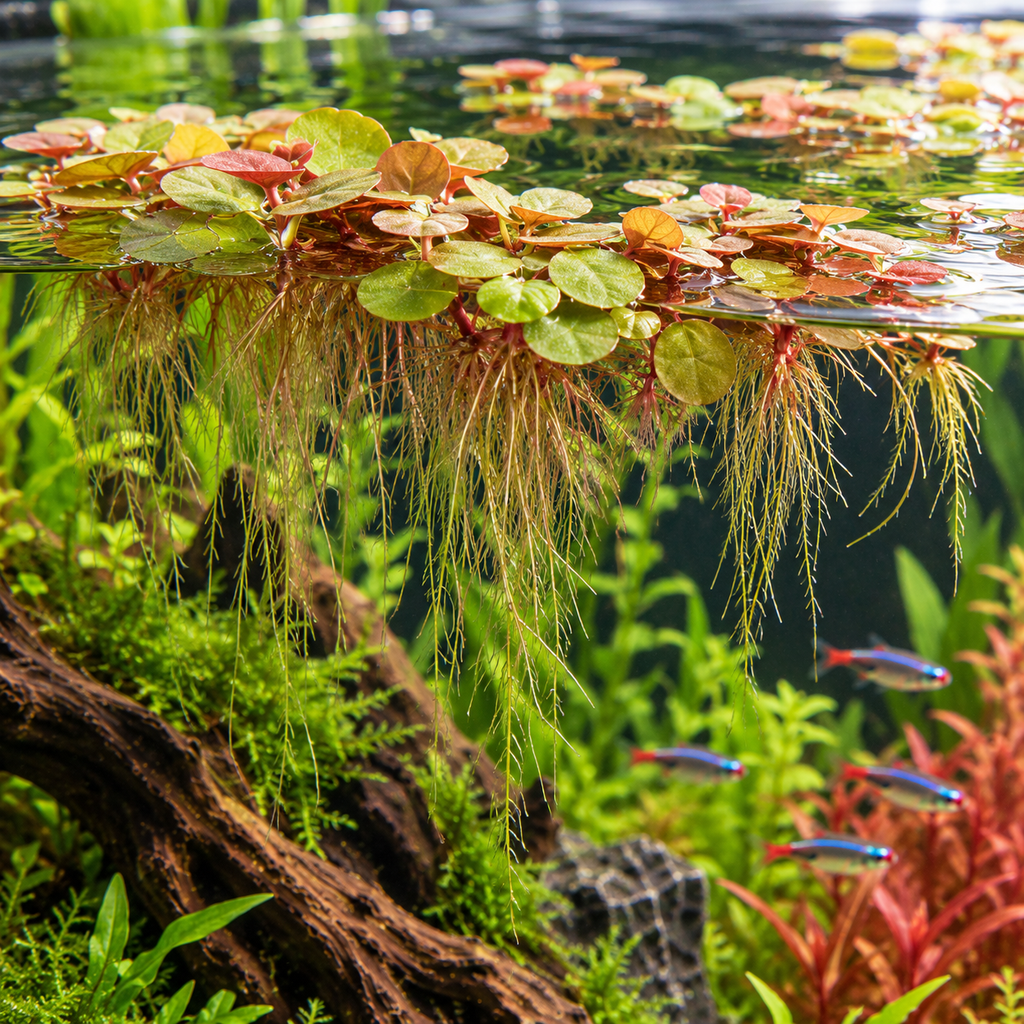 Phyllanthus fluitans – Red Root Floater för akvarium