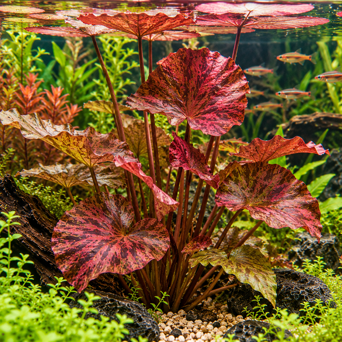 Nymphaea zenkeri 'Red' – Röd tigerlotus för akvarium