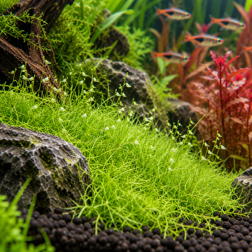Utricularia graminifolia In Vitro – grön mattväxt för akvarium
