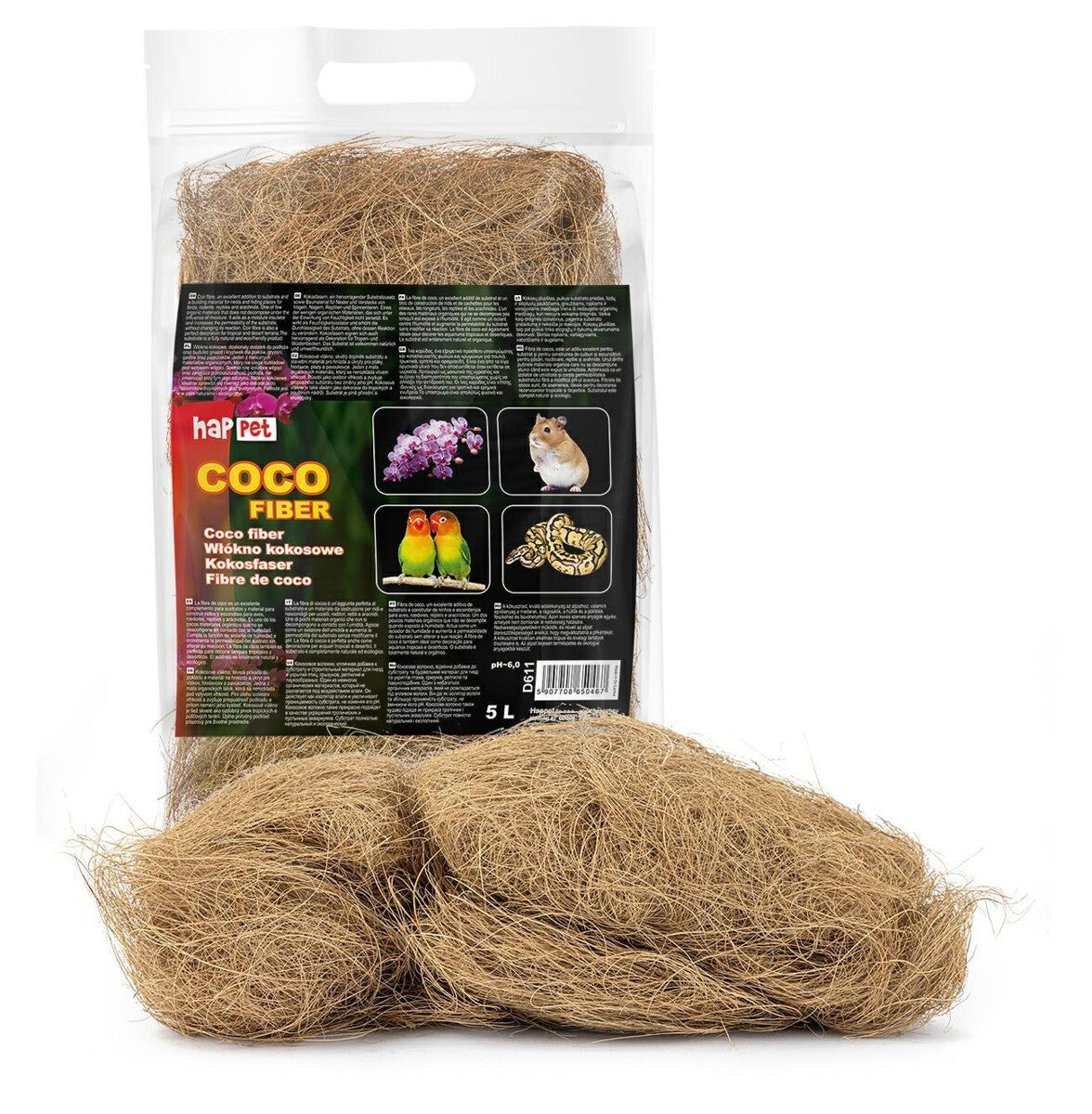 Kokosfiber 5 L – Naturliga kokosfibrer för terrarium, växter & smådjur