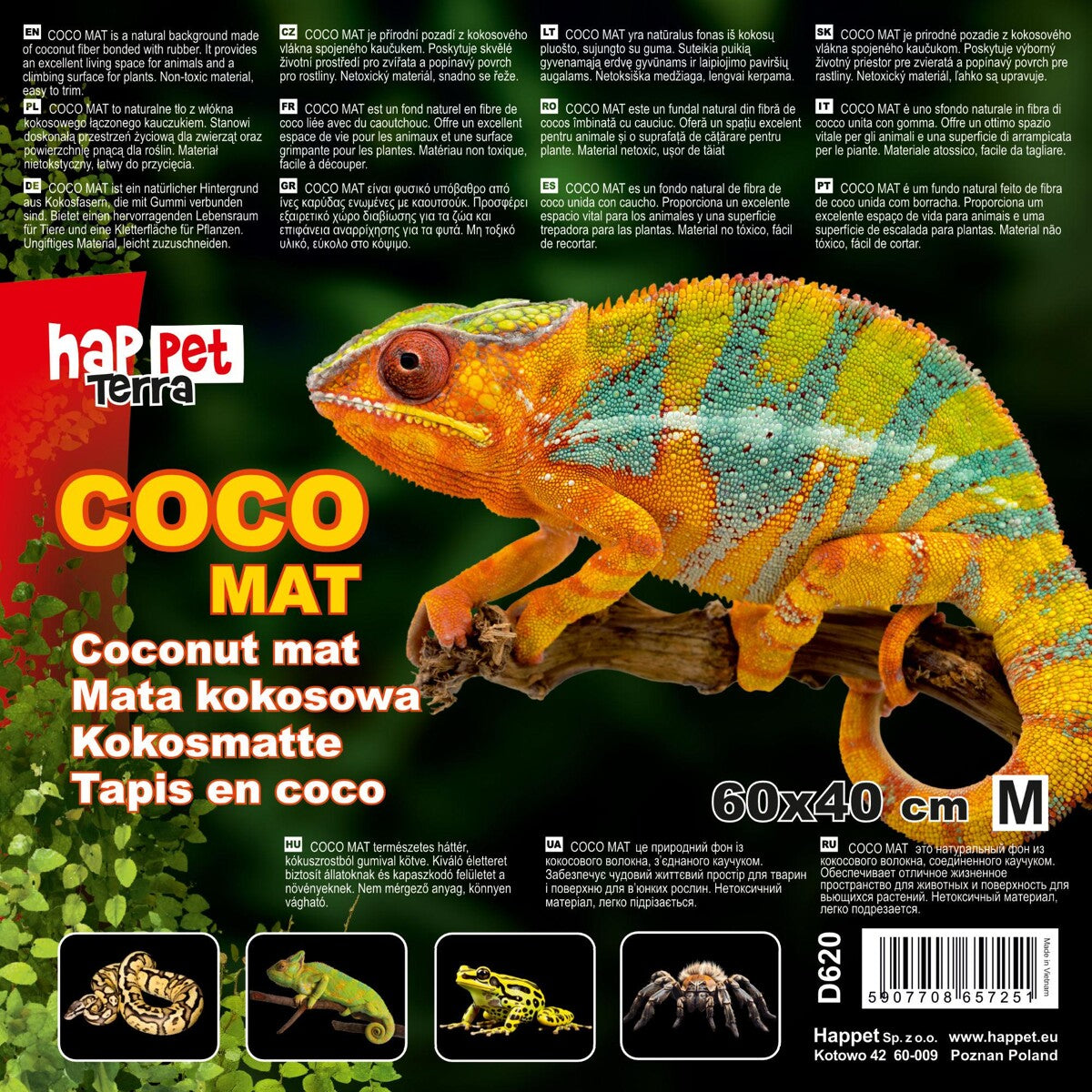 Kokosmatta 60 × 40 cm – skapa en naturlig och levande terrariebakgrund