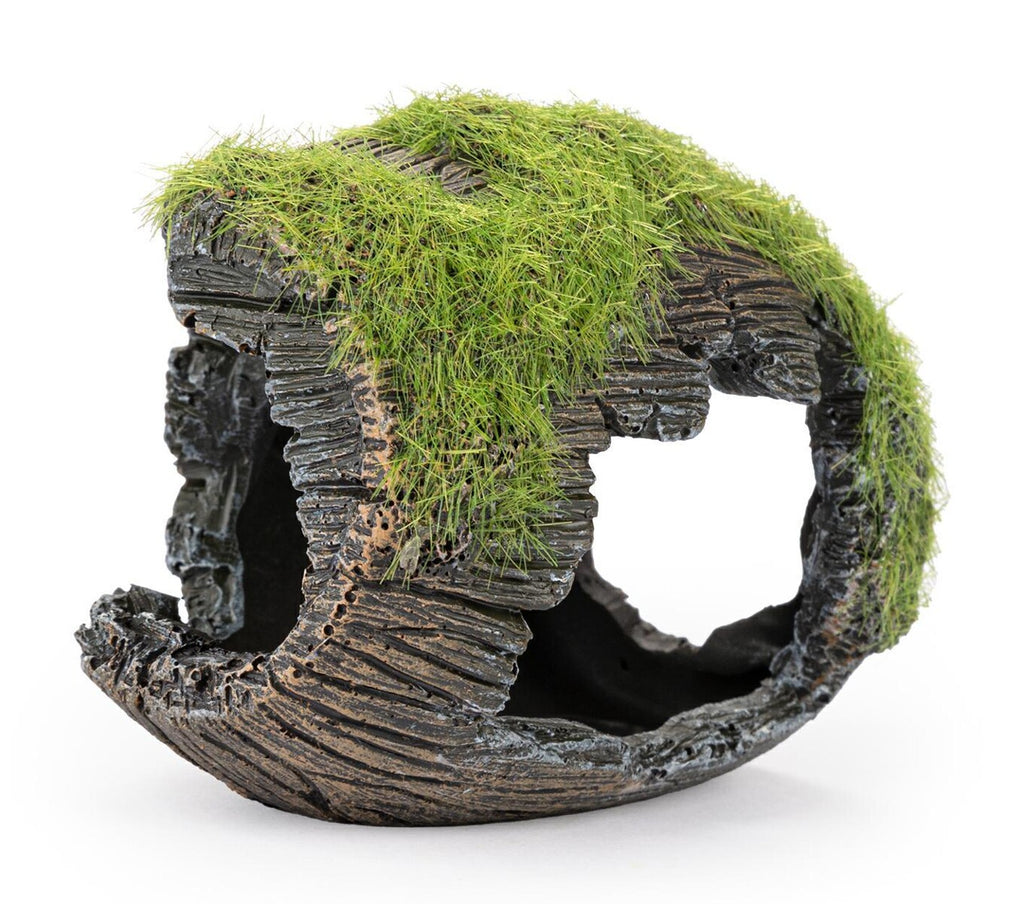 Mossig Tunna – Akvariedekoration i Polyester Resin 12,5 cm