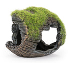 Mossig Tunna – Akvariedekoration i Polyester Resin 12,5 cm